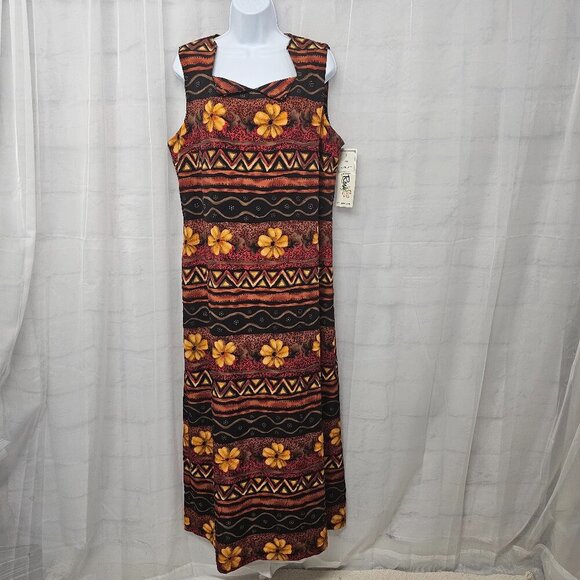 NWT Olivia Rose Rust Mustard Floral Tropical Sleeveless Maxi Dress Beach 18 - Picture 1 of 13
